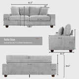 Czpalo 71.25" Chenille Sofa Couches for Living Room, 2 Seater Sofa with 2 Pillows, Small Modern Loveseat Couch for Small Spaces, Office. (Light Grey, 71.25 inches) Czpalo