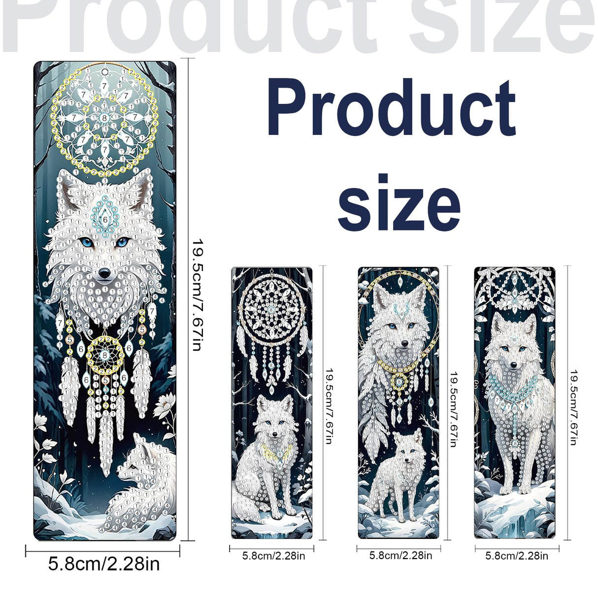 JISHSHAY 4 PCS Diamond Art Book Marks Wolf Diamond Painting Bookmarks Dreamcatcher Gem Art Bookmarkers Animal Gem Painting Book Markers Mosaic Kits for Adults Page Markers Embroidery Bookmarks JISHSHAY