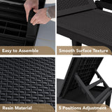 Devoko Outdoor Chaise Lounge Chair Set of 2 for Outside Pool Patio, Adjustable Waterproof Easy Assembly Chaise Lounge Outdoor (Black) Devoko