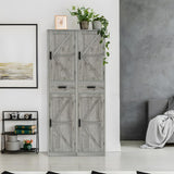 Tall Grey Bathroom Cabinet with 6 Shelves, 2 Doors & Drawer for Narrow Spaces WEENFON