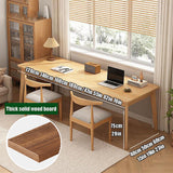 SUZEPER Mid-century Wood Long Desk Table,extra Large Two Person Office Desk,home Office Computer Desk,solid Wood Writing Desk Study Table,double Workstation Desk(120x40x75cm(47x16x30inch), Natural) SUZEPER