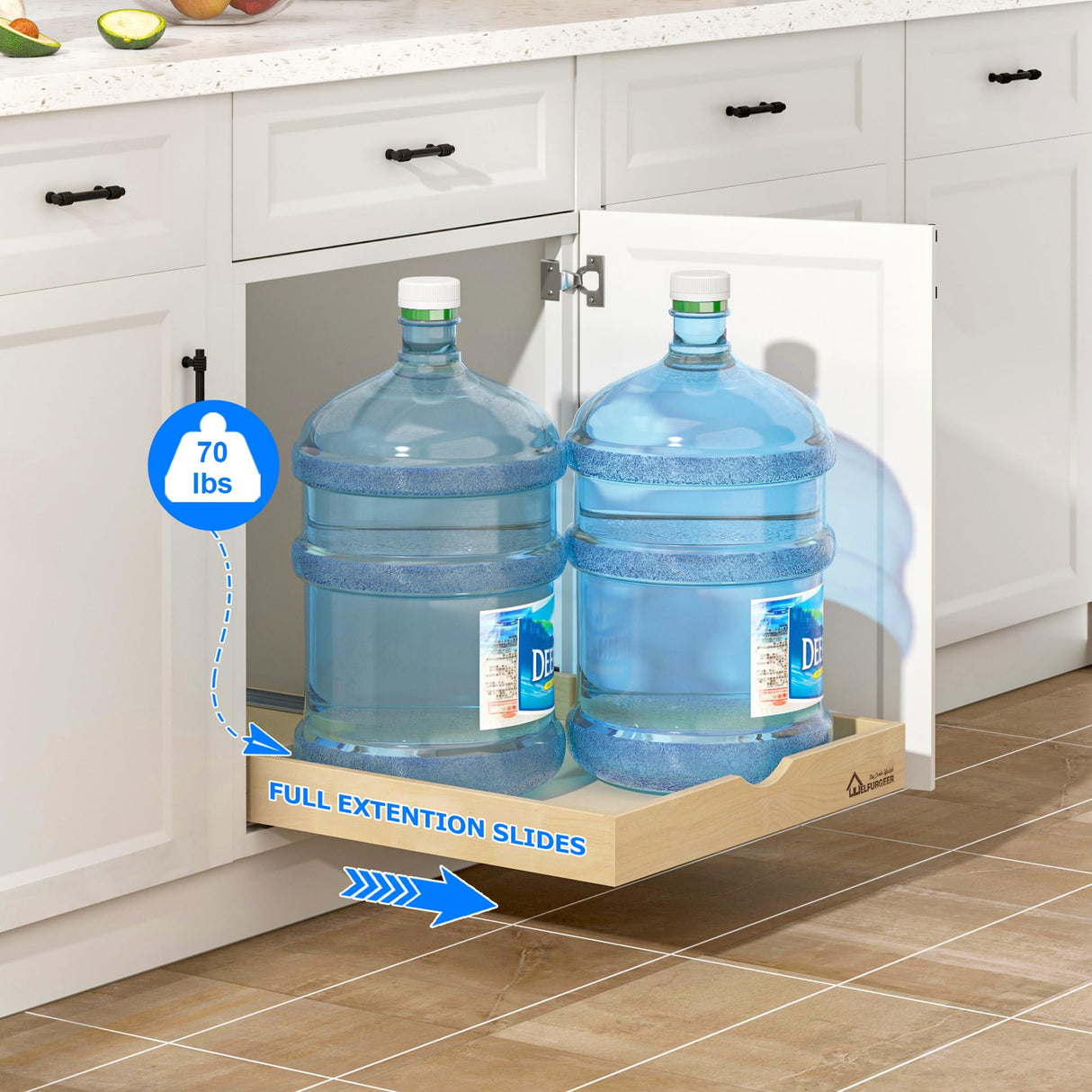 WelFurGeer Soft Close Pull Out Drawers for Cabinets, 32" W x 22" D Pull Out Cabinet Drawer with Heavy Duty Slides, Pull Out Cabinet Organizer, Cabinet Pull Out Shelves, Pull-Out Home Organizers WelFurGeer