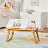 SONGMICS Laptop Desk, Folding Lap Tray, Bamboo Bed Desk with Tilting Top, Small Drawer, for Home Office, Bedroom, Natural ULLD01N SONGMICS