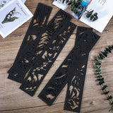 5 Pieces Wooden Wall Art Hollow Wall Decor Wood Wall Accents Themed Wood Panels for Home Decorations Bedroom Living Room, 15.7 x 2.9 x 0.2 Inch (Black, Leaf) Blulu