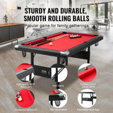 VEVOR Billiards Table, 6.3 ft Pool Table, Portable Foldable Space-Saving Table, Billiard Table Set Includes Balls, Cues, Chalks and Brush, Black with Red Cloth, Perfect for Family Game Room Kid Adult VEVOR