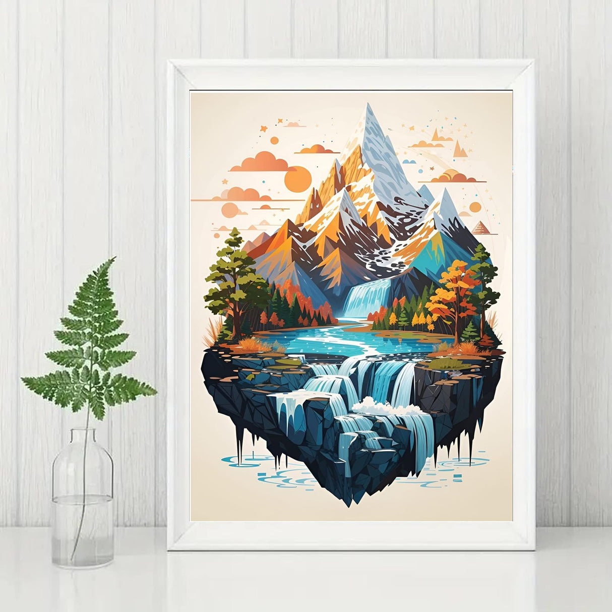 GMETINC 5D Diamond Painting Kits for Adults, Floating Mountain Scene Diamond Art Kits for Adults Beginner, DIY Full Drill Diamond Dots Paintings with Gem Art and Crafts Home Wall Decor 12x16inch GMETNIC