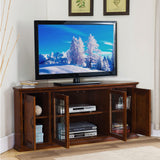 Leick Home 80386 Leaded Glass Corner TV Stand with Enclosed Storage For 60" TV's, Burnished Oak Leick Home