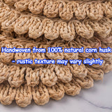 DELAQIKO 13.8" Round Corn Husk Placemats | Boho Woven Rattan Table Mats | Natural Spring Farmhouse Plate Chargers | Handmade Rustic Wicker Place Mats for Christmas Wedding (Set of 4) DELAQIKO