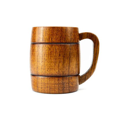 Wooden Mug with Handle | 12oz (350ml) Wood Drinking Cup for Beer, Coffee & Tea, Hot or Cold, Brown, LS-WC-1 - WoodArtSupply