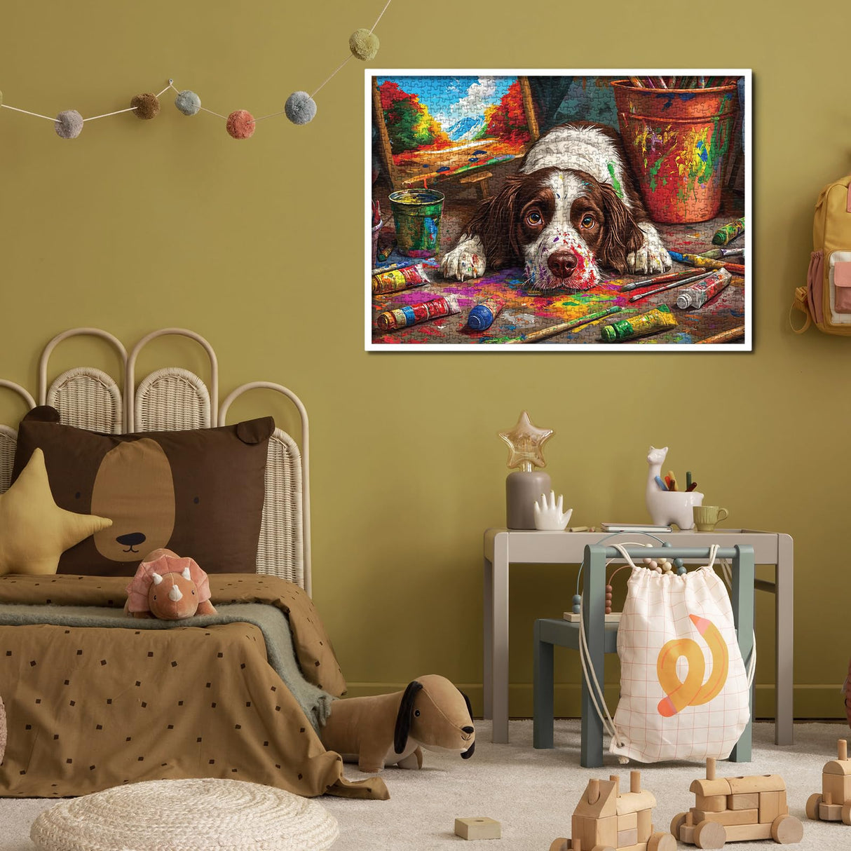 Puppy Painting Puzzle for Adults 1000 Pieces, Funny Dog Jigsaw Puzzle, Cute Animal Puzzle BBOLDIN