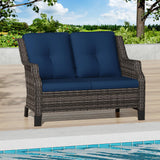 Audumas Outdoor Patio Loveseat, All-Weather 2-Seater Wicker Loveseat with Cushions, Outdoor Patio Love Seat Sofa for Garden, Balcony and Deck Audumas
