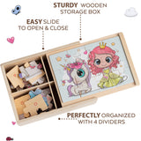 TOYLI 4-in-1 Princess Jigsaw Puzzles for Kids, Wood Puzzles for Kids Ages 3-5 48 Piece Wooden Puzzles for Toddlers 3-5, Wooden Puzzles for Toddlers, Essential Skills Gift for Girls Princesses TOYLI