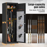 10-14 Biometric Gun Safe Rifle, Large Gun Safes for Home Rifles Pistols and Shotguns, Long Gun Storage Safe, Quick Access Fingerprint Gun Cabinet with Adjustable Rack & Removable Shelf & LED Light Metallitrend