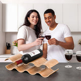 TRUDING Countertop Wine Rack - 7 Bottle Freestanding Wine Bottle Holder Stand - 2 Tier Wooden Wine Storage Rack - Wavy Wine Organizer for Cabinet Pantry Home Kitchen Bar TRUDING