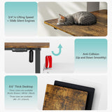 VVENACE 63 x 28 Electric Standing Desk Adjustable Height 4 Memory Preset, 4 Wheels, 2 Headphone Hook, Home Office Desk, Stand Up Sit Stand Desk Computer Table, Splice Board Rustic Brown VVENACE