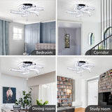Cainjiazh Modern Crystal Chandeliers Acrylic Crystal Led Ceiling Light Fixtures Arm Pendant Lighting Stainless Steel Ceiling Lamp Hanging Lights for Living Room Dining Room Bedroom (Cold White) Cainjiazh