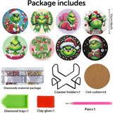 Apcufir 8 Pcs Christmas Diamond Painting Coasters Kits with Holder,DIY Diamond Art Coaster Kits for Adults & Kids,Paint with Diamonds Coasters Art Crafts for Holiday Decor Gifts Apcufir