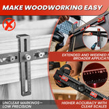 Saker 4-in-1 Drilling Positioning Ruler, Adjustable 13.78in Multifunctional T Square Ruler, Cabinet Hardware Jig, Marking Gauge Tools for Woodworking, Cabinet Drawer Door Hole Drilling Template Saker