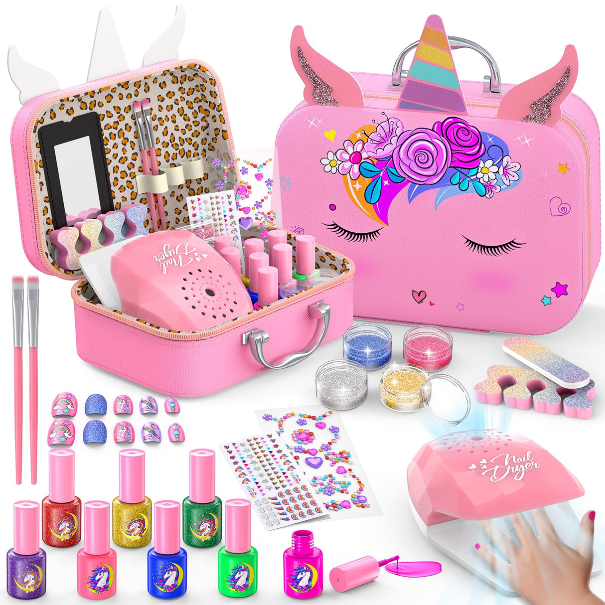 Kids Nail Polish Set for Girls, Non-Toxic Quick Dry Nail Art Salon Kit with Nail Dryer and Peelable Nail Polish,Ideal Gift Toys for Girls Age 3-12 Websonaw