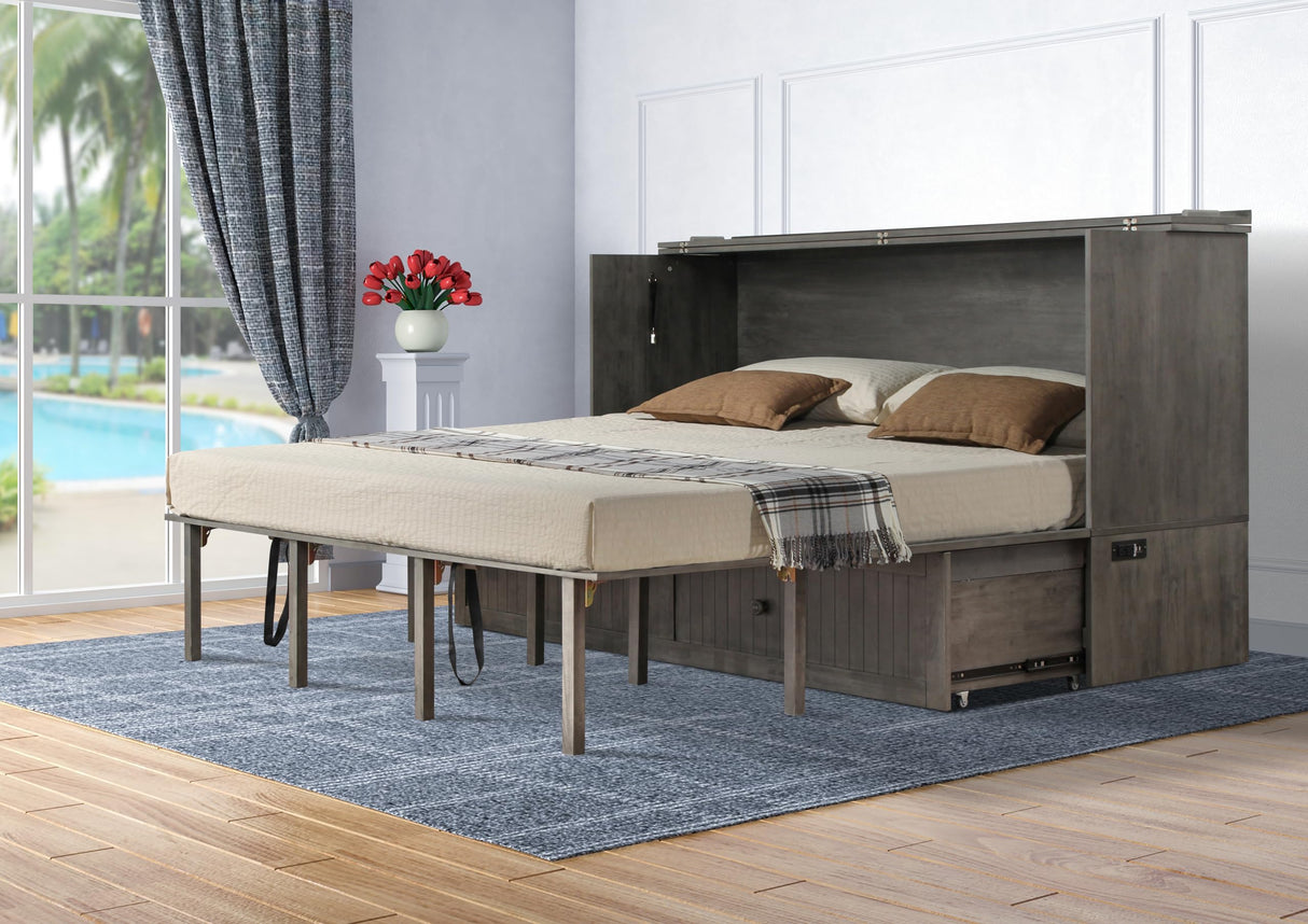 Mega Solutions Murphybedz Tuscany Murphy Cabinet Chest Bed with Charging Station 6 Inch, King (Galaxy Grey) Mega Solutions
