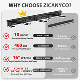 ZICANYCO Garage Tool Organizer Wall Mount 48 inches with 10 Adjustable Heavy-Duty Hooks, Garage Organization, Garden Tool Storage Rack, Yard, and Shed, Holds Up to 400 lbs ZICANYCO