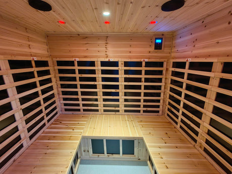 LTCCDSS Outdoor Sauna 5-6 Person Far Infrared Sauna Low EMF | Withstand Temp -5℉-104℉, Outdoor Indoor Wooden Sauna Room for Home-18 Low EMF Boards-Canadian Hemlock-Chromotherapy-Bluetooth Speaker LTCCDSS