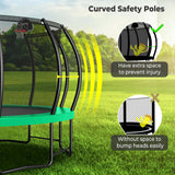 Lyromix 16FT Outdoor Trampolines for Kids and Adults, Pumpkin Trampolin with Curved Poles, Recreational Trampolin with Basketball Hoop and Safety Enclosure Net for Kids and Adults Lyromix