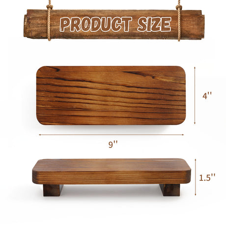 Farmhouse Wood Tray Rustic Wooden Pedestal 9 * 4 * 1.5 inches Decorative Wood Riser for Farmhouse Kitchen Counter Bathroom Room Decor (Dark Brown) Liswit
