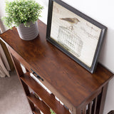 Leick Home 82262 Mission Mantel Height Bookcase with Slatted Sides and Top Drawer, Made with Solid Wood, for Living Rooms, Mission Oak Finish, Brownbronze Leick Home