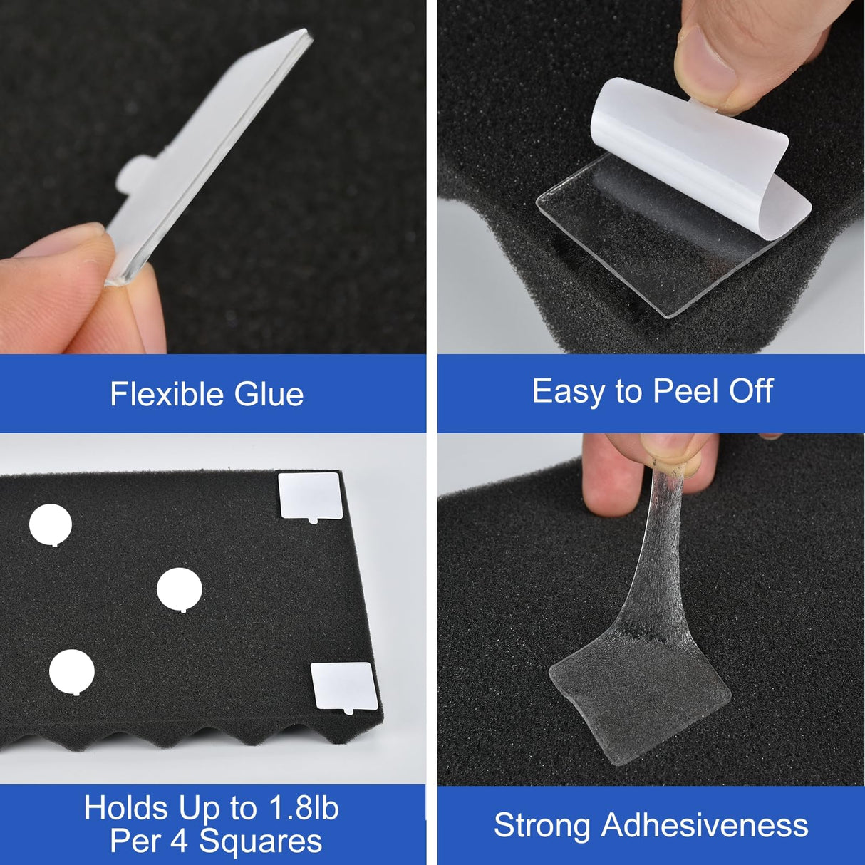 Hasefam 100Pcs Double Sided Tape for Acoustic Foam Panels, Removable Mounting Tape Wall Strong Adhesive Sound proofing Transparent Putty Clear Sticker Heavy Duty 1inch Round Hasefam