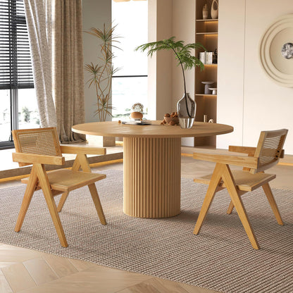 SIMTONAL Round Dining Table Modern Wood Kitchen Table 35'' Circular Tabletop for Leisure,35''L x 35''W x 29.9''H