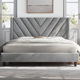 Yaheetech Full Bed Frame Upholstered Platform Bed with Wing Side Tufted Headboard/Sturdy Wooden Slat Support/No Box Spring Needed/Mattress Foundation,Light Gray Full Bed Yaheetech