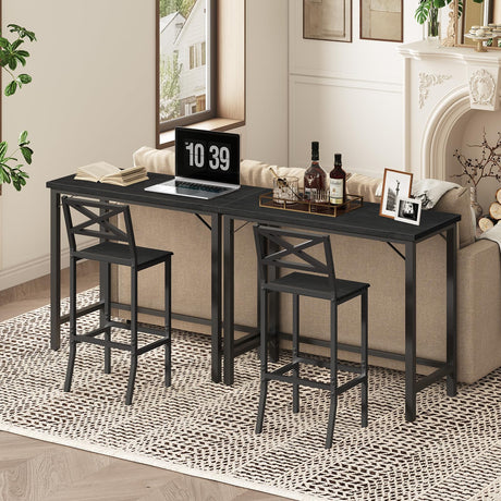 MAHANCRIS Narrow Bar Table, 63-Inch Pub Table for Dining Room, Counter Bar Tables with Sturdy Metal Frame, Connectable Bar Table, Multifunctional Console Table, Black BTBK1601 MAHANCRIS