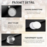 Hicarer 32 Pcs Sublimation Necklace Blank Round Rhinestone Bezel Pendant Trays Set with Glass Domes Sublimation Blank Discs Double Sided Adhesive Tape for DIY Wedding Birthday Graduation Jewelry Gifts Hicarer
