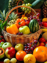 HMDIIMGE Fruits Basket Diamond Painting Kits for Adult, Food Diamond Art, Full Round Gemstone Crystal Art Embroidery Handmade Kit 12x16 inch HMDIIMGE