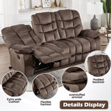 HAOMARKETS 3 Seat Manual Reclining Sofa, Soft Fabric Recliner Couch with Padded Headrest and Armrests, 85" Wide Overstuffed 3-Seater Recliner Couches for Living Room, Brown HAOMARKETS