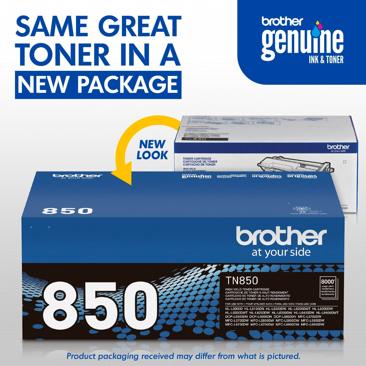 Brother Genuine High Yield Toner Cartridge, TN850, Replacement Black Toner, Page Yield Up To 8, 000 Pages, Amazon Dash Replenishment Cartridge Brother