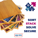 Premium Wooden Puzzle Sorting Trays Stackable – 8 x 8 Inch, Stackable Jigsaw Puzzle Organizer for Sorting up to 1500 Pieces – Durable Puzzle Piece Sorter Trays LOLO TOYS