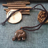 MELOP Handmade Wooden Carving Elephant Pendant Retro Folk for Sweater and Leisure Dressing/Clothing Accessories/Home Decoration Pendant - Wooden Elephant MELOP