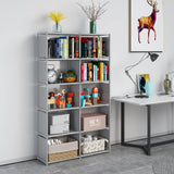 JIUYOTREE 6-Tiers Portable Bookshelf with Fabric Cloth at Back, 10 Cube Closet Storage Organizer Bookcase, Living Room,Study Room,Bedroom, Grey JIUYOTREE