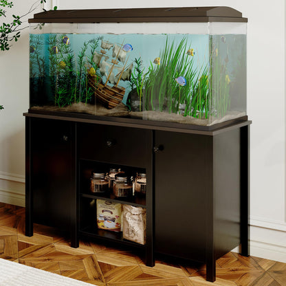 Fish Tank Stand - Heavy Duty Wooden 55-75 Gallon Aquarium Stand with Storage Cabinet for Fish Tank Accessories - 770 LBS Capacity, 51"x19.3"x29"H