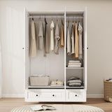 LABROSKIA White 3 Door Wardrobe Closet: Bedroom Armoire Wardrobe Closet with 3 Drawers, Wooden Wardrobe Closet for Hanging Clothes, Wood Cabinet for Clothes and Shelves(White, 47") LABROSKIA