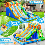 FBSPORT Inflatable Water Bounce House, Large Bounce Castle with 3 Slide for Kids, Inflatable Water Slide with Splash Pool, Climbing, Toss Rings, Basketball Hoop, Bouncy House for Outdoor Indoor FBSPORT