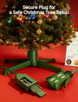 COOLWUFAN Musical Rotating Christmas Tree Stand with Remote Control, Built-in Electrical Outlets Xmas Tree for Up to 9ft Artificial Trees, Stable 360 Degree Spinning Tree Base Holder COOLWUFAN