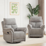 ANJ Manual Fabric Recliner Chair Set of 2, Swivel Rocker Glider, Silver ANJ