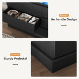 DICTAC Dresser for Bedroom with LED Lights and Charging Station, Black Dresser with No Handle Drawers, Modern Chest of Drawers, Dimensions 50.4''L x 15.7''D x 36.7''H DICTAC