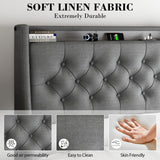 Doltoro Queen Size Bed Frame with 4 Storage Drawers, LED Lights, and Charging Station Doltoro