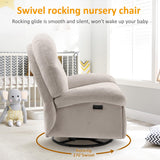 VANOMi Power Recliner Chair with USB & Type-C Charging, 270° Swivel Glider Rocker, Electric Nursery Recliner for Living Room, Bedroom, and Office, Light Gray VANOMi