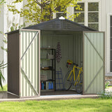Patiowell 8x6 FT Outdoor Storage Shed, Metal Tool shed & Outdoor Storage with Lockable Doors & Air Vents, for Backyard Garden Patio, Brown Patiowell