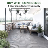 BEEFURNI Acacia Interlocking Deck Tiles (12"x 12" 20 PCS), Wood Deck Tiles Interlocking Outdoor All Weather, Patio Flooring for Indoor Outdoor use, 1 Year Warranty (Light Gray) BEEFURNI